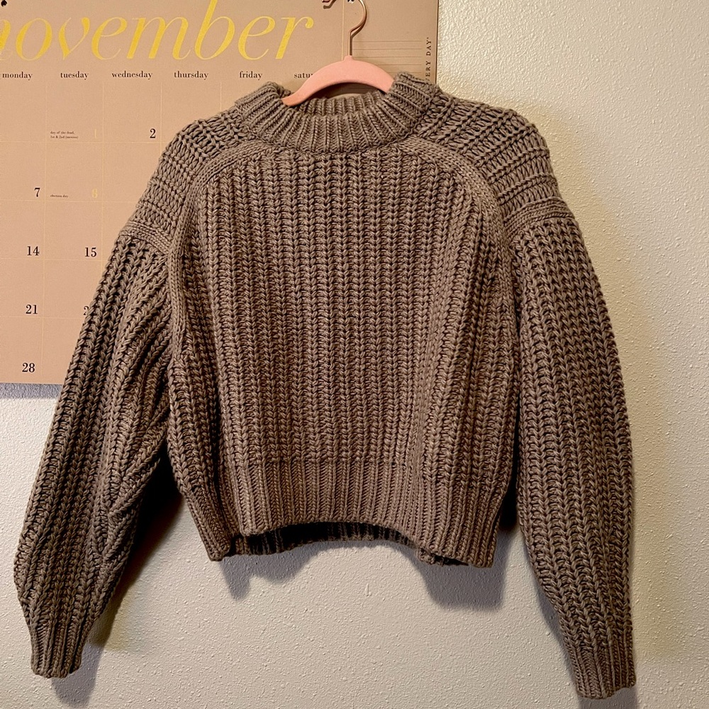 Trendy Oversized Rib-Knit Beige Sweater H&M